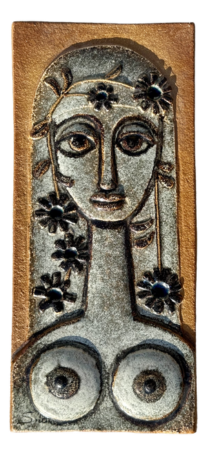 Ceramic Wall Tile Relief with Female Motif by Joseph Simon for Søholm, Denmark, 1970s
