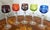Beautiful vintage Bohemian/Czech cut-to-clear crystal cordial glasses, offered as a harlequin set of five in rich assorted...