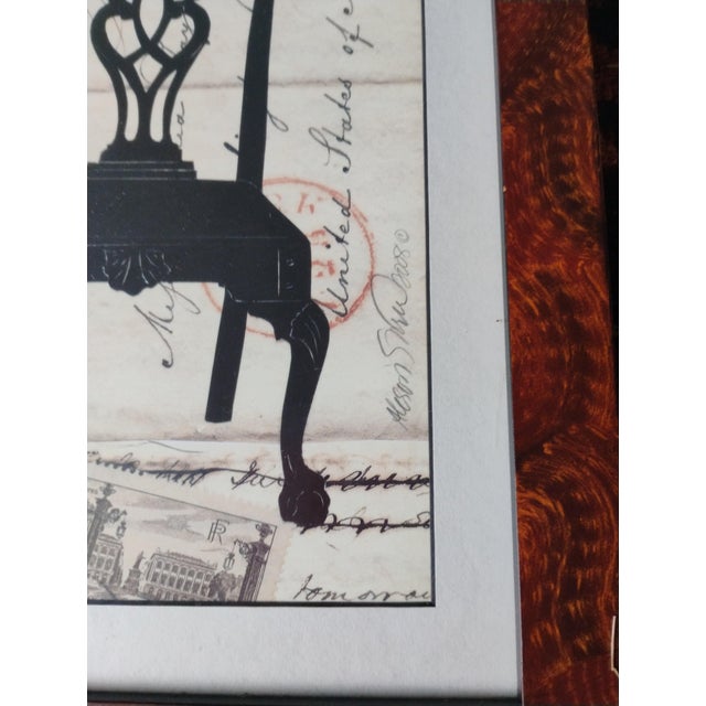 Pair of Custom Alison Shriver Design Framed Paper Cutting Silhouette Maitland Smith Chair. For Sale - Image 9 of 10