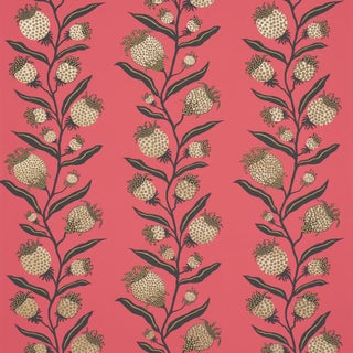 SAMPLE - Schumacher x Marian Mcevoy Thistle Vine Wallpaper In Red & Gold For Sale