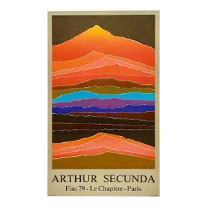 Arthur Secunda Vintage 1979 Mid Century Modern Lithograph Print Paris Exhibition Poster