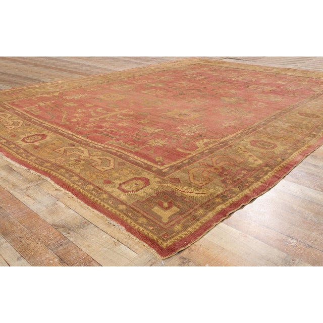 Terra Cotta Late 19th Century Antique Turkish Oushak Rug - 10'00 X 13'03 For Sale - Image 8 of 10