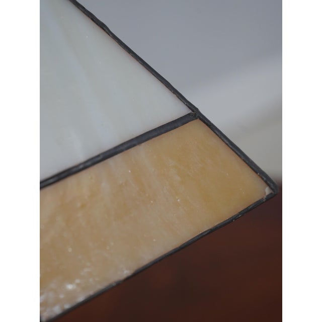 Wood Stickley Slag Glass Mission Oak Lamp For Sale - Image 7 of 12