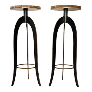 Serpentine Forged Brass Sculpture Display Pedestals / Plant Stands, a Pair