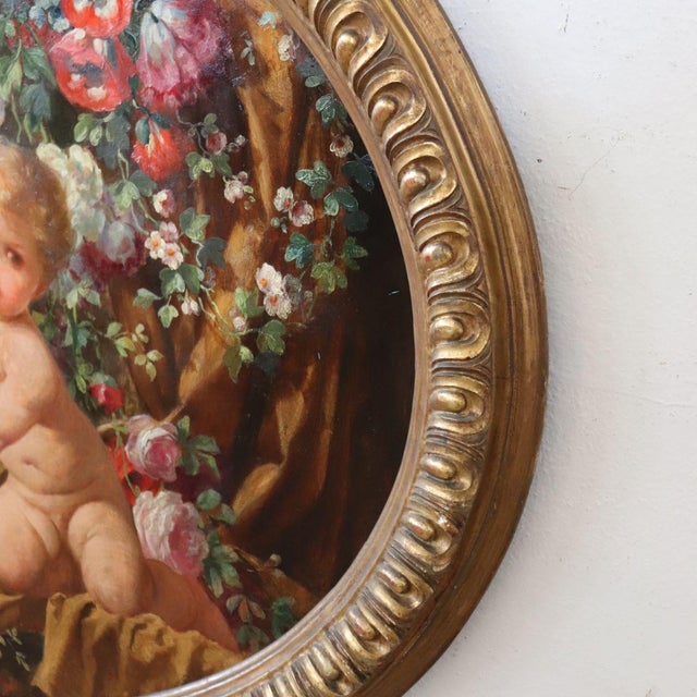 G. Ceragioli, Cherubs with Flowers, Oil Painting on Board, Early 20th Century, Framed For Sale - Image 16 of 18
