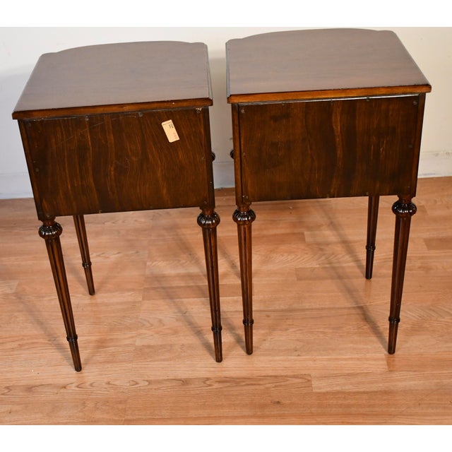 1930s Pair of French Louis XVI Walnut Nightstand / Bedside Table For Sale - Image 16 of 18