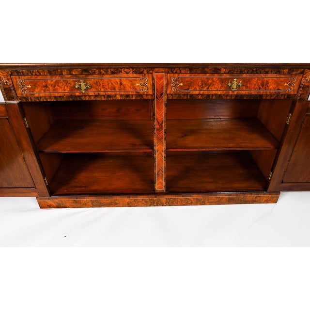 Antique Victorian Burr Walnut and Inlaid Bookcase, 1800s For Sale - Image 15 of 18