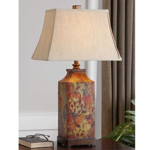 Floral Tea Tin Table Lamp-New For Sale - Image 4 of 4