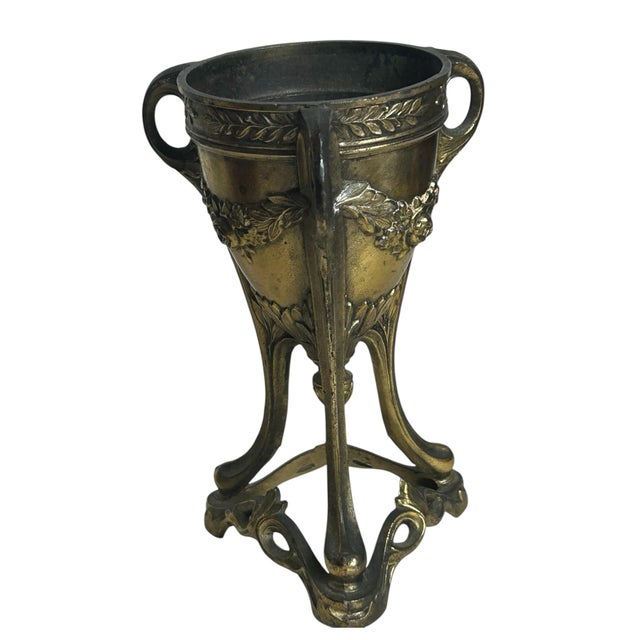 Antique 1920’s Urn Style Incense Burner Base Bronze and Brass Art Nouveau Depose France Victorian For Sale - Image 10 of 12
