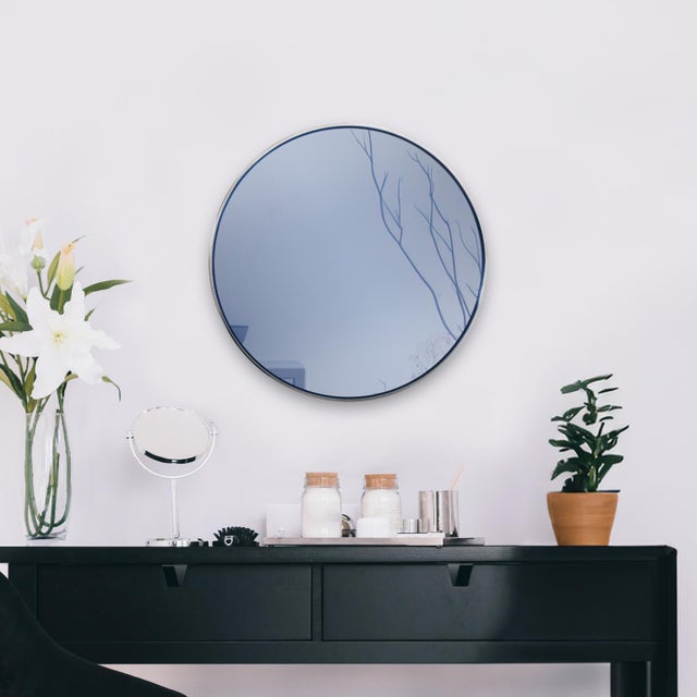 Metal Broidy Round Mirror- Sapphire Blue For Sale - Image 7 of 9