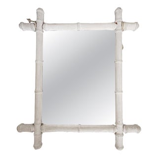 White Bamboo Mirror, France, 1930s For Sale