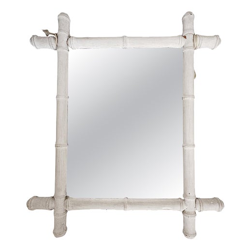 White Bamboo Mirror, France, 1930s For Sale