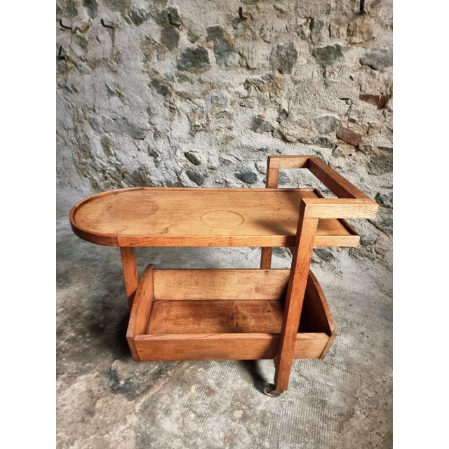 Vintage Oak Bar Trolley, France, 1950s For Sale - Image 9 of 12