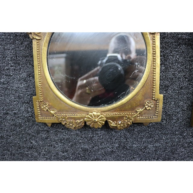 Plastic Pair of Italian Gilt Floral Wall Mirrors For Sale - Image 7 of 7