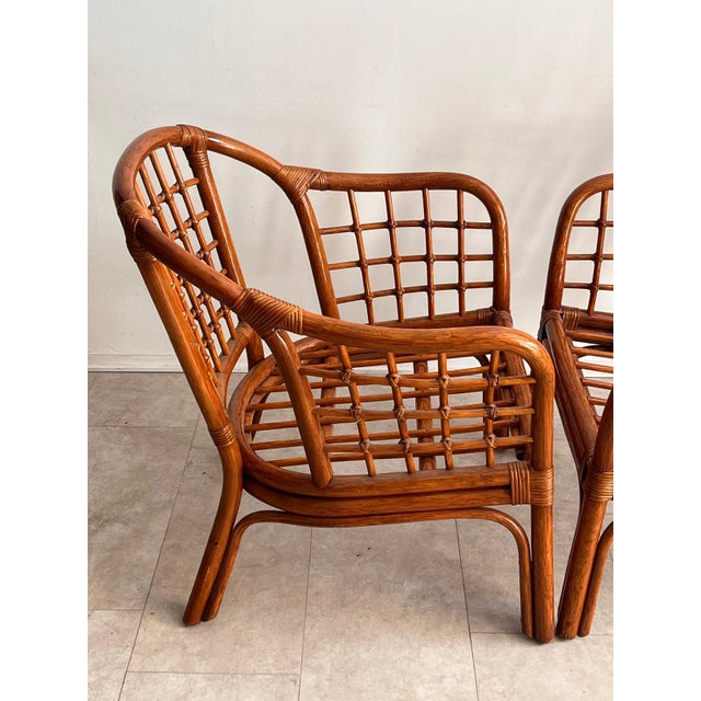 Italian Woven Bamboo Armchairs, 1960s, Set of 2 For Sale - Image 11 of 15