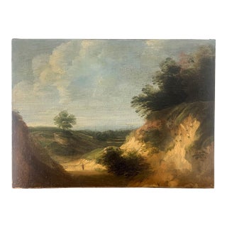 Large 19th C. French Landscape Oil Painting on Canvas For Sale