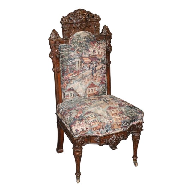 Antique Victorian Allen Brothers Carved Side Chair For Sale