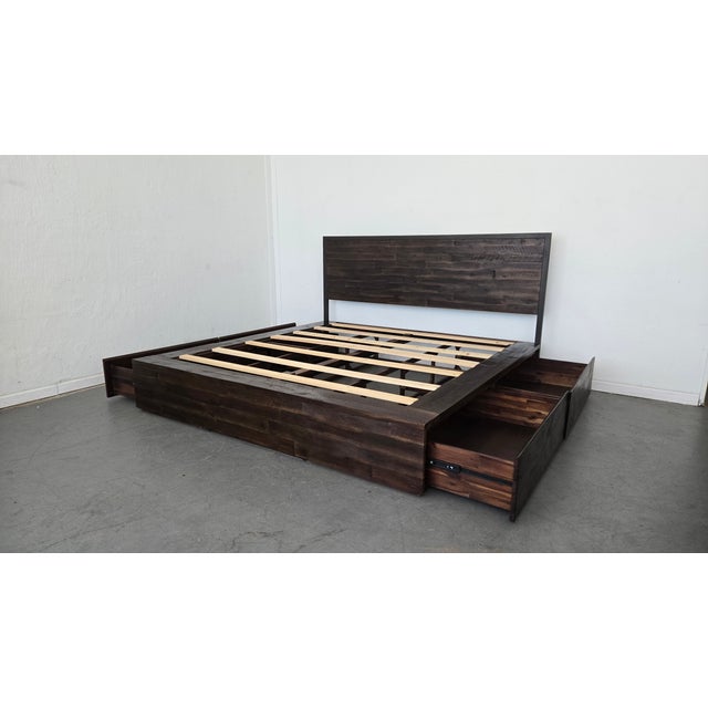 West Elm Logan King Storage Bed For Sale In Austin - Image 6 of 9