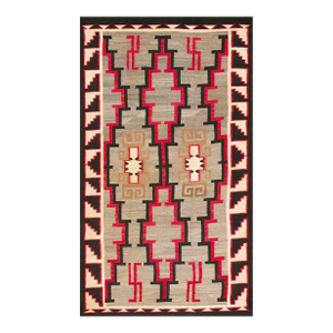 1920s Gray Geometric Tribal Antique American Navajo Rug 4' 9" X 8' 2" Flatweave Wool Carpet
