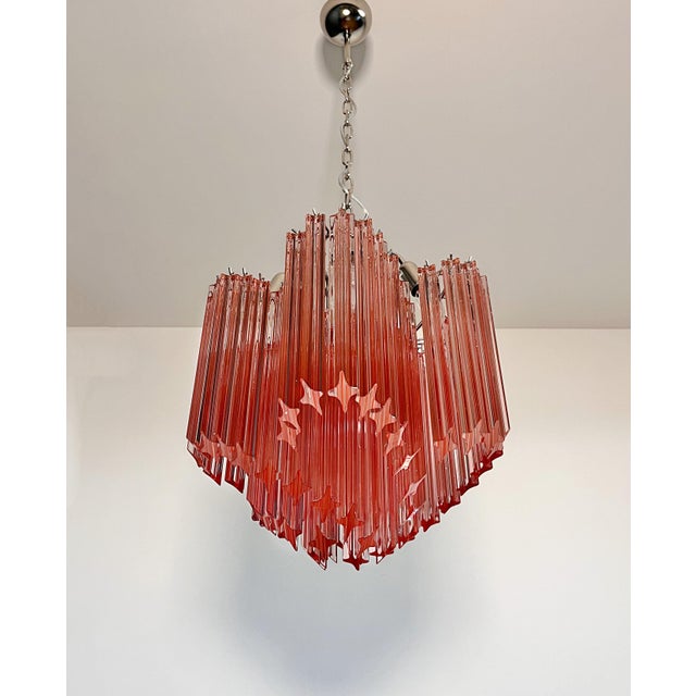 Modern Quadriedri Glass Chandelier in 60 Pink Prism Quadriedri, 1990 For Sale - Image 9 of 17