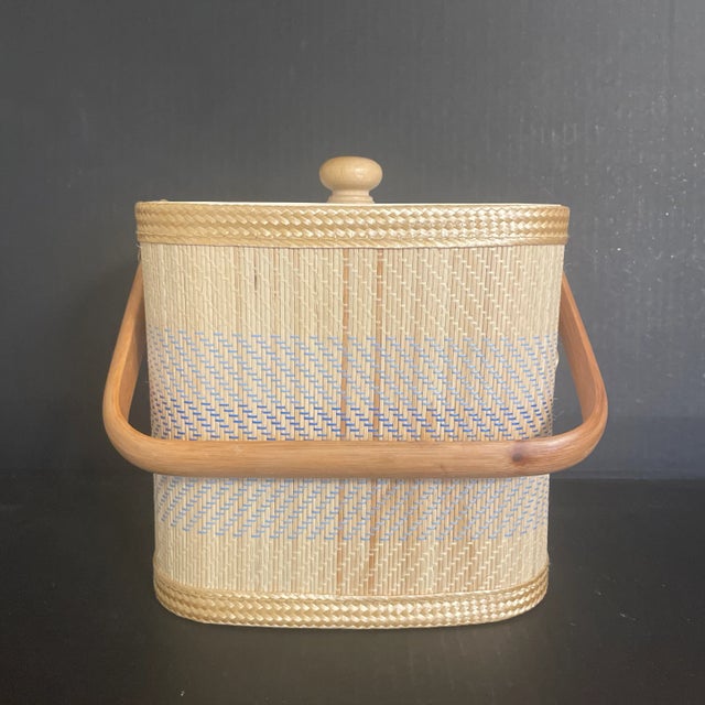 Mid 20th Century Raffia Covered Ice Bucket For Sale - Image 4 of 12