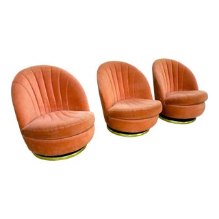 Milo Baughman Clam Shell Swivel Chairs - Set of 3 For Sale
