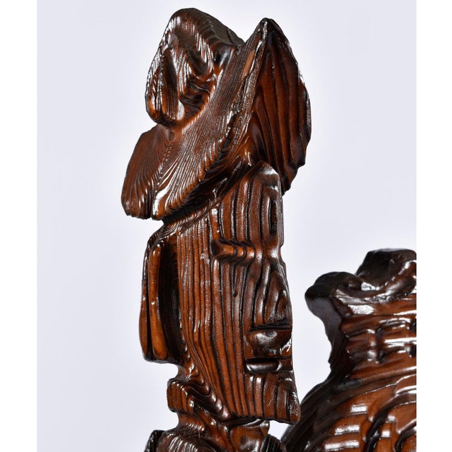 1970s Pair of Restored Witco Conquistador Vintage Tiki Throne Chairs in New Faux Leopard Fur For Sale - Image 5 of 18