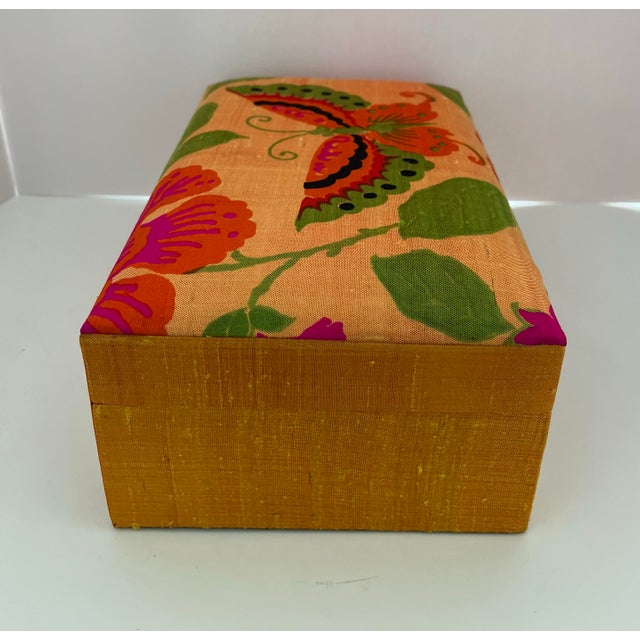 Absolutely exquisite multicolored butterfly jewelry trinket box. Hand woven with Thai Silk and the finest craftsmanship,...