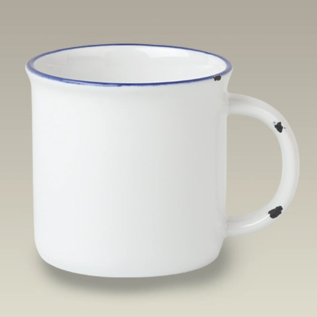 Shabby Chic Seven Nautical White Distressed Ceramic Mugs For Sale - Image 3 of 9