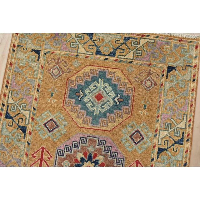 Kazak Runner 2’9” X 9’6” Brown Wool Tribal Hand-Knotted Oriental Rug For Sale In Philadelphia - Image 6 of 13