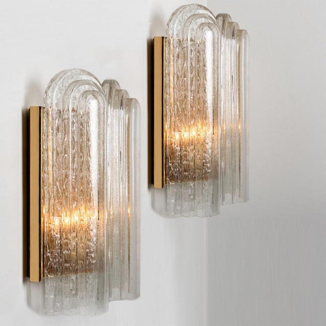 Art Deco Blown Glass & Brass Wall Sconce attributed to Doria, 1960s For Sale - Image 12 of 15