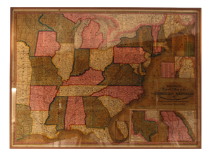 Map of the American Republic by Samuel Augustus Mitchell, 1800s, Set of 2