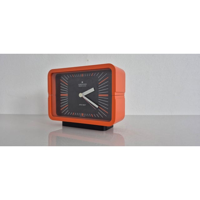 Orange Ato-Mat Table Clock from Junghans for Olympia, 1970s For Sale - Image 6 of 18