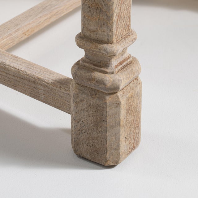 Set of Six 1970s French Beige Oak Dining Chairs with Upholstered Seats For Sale - Image 12 of 15