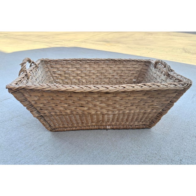 Vintage French Rustic European Basket with Handles, could be used for multiple things, laundry to blankets etc. Use for...