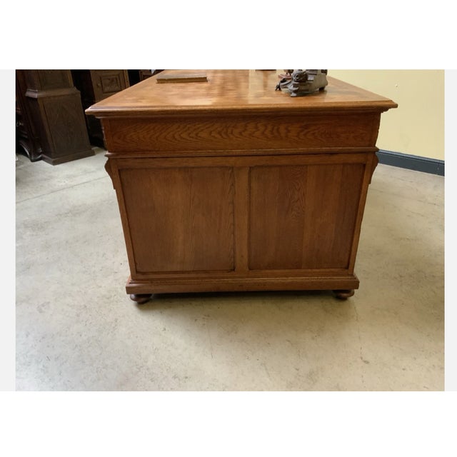 Wood Antique Freestanding Desk in Oak, 1910 For Sale - Image 7 of 12