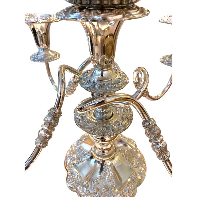 Late 20th Century Large Sheffield Silver Co. Silverplate 4-Arm Candelabra Victorian Style Centerpiece Decor For Sale - Image 9 of 10