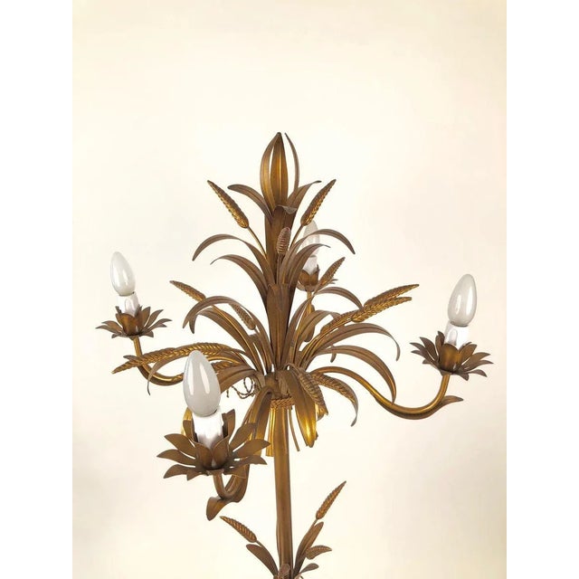 Italian Gilt Metal Candelabra Floor Lamp with Sheaf of Wheat Motif, 1963 For Sale - Image 6 of 18