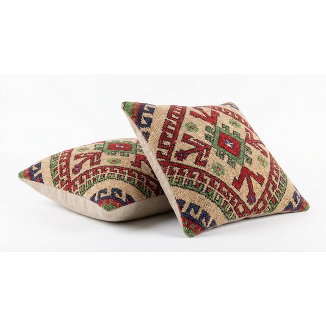 Mid-Century Modern Turkish Kilim Pillow Cover 16'' X 16'' - Set of Two For Sale - Image 3 of 4