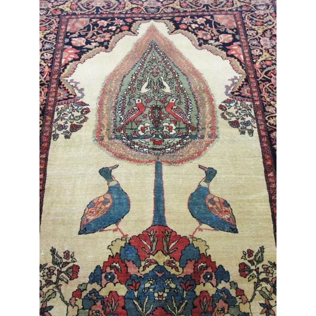 Green Antique Persian Feraghan Sarouk, Tree of Life Rug, 3'5" X 4'11" For Sale - Image 8 of 8