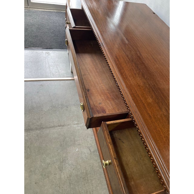 Antique 1920s Art Deco Mahogany Dresser With Ornate Mirror and Inlay Detailing For Sale - Image 4 of 6