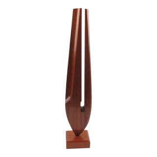 Modernist Architectural Wood Ornament Sculpture Abstract Tuning Fork, circa 1950 For Sale