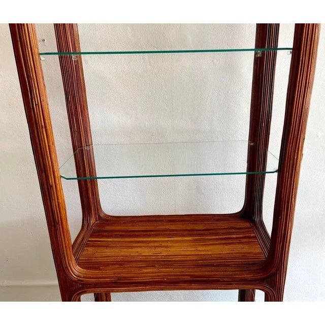 1970s Sculptural Rattan & Glass Etagere For Sale In West Palm - Image 6 of 12