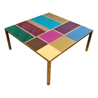 Murano Glass Coffee Table with Brass Frame from Justfurnituress SRL For Sale