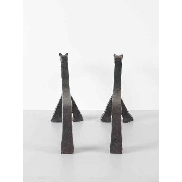 Vintage Wrought Iron Andirons, 1960s, Set of 2 For Sale - Image 6 of 7