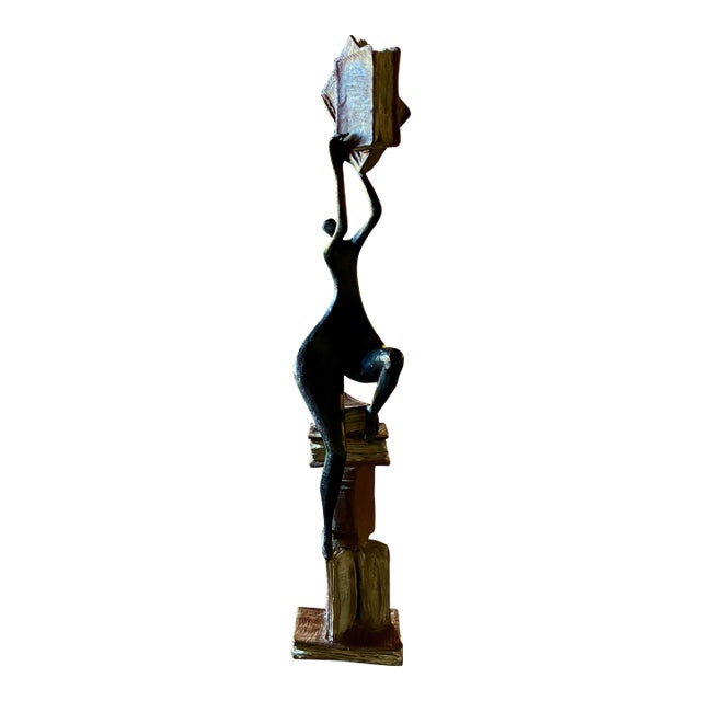 Large 37.5" Signed Tolla Inbar 'Accumulating Knowledge' Bronze Figurative Sculpture, 2006 For Sale