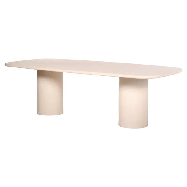 Lime Natural Plaster Hand-Sculpted Outdoor Dining Table 360 by Philippe Colette For Sale - Image 8 of 8