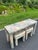 Jean Michel Frank Adolphe Chanaux Mid-Century Modern Parsons Console Table With Upholstered Ottomans For Sale - Image 4 of 18