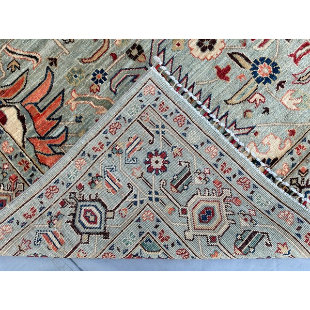 Hand-Knotted Afghan Serapi Heriz Style Wool Area Rug - 7'11" X 10'0" For Sale - Image 13 of 14