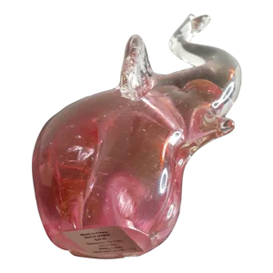 1960s Pink Art Glass Trunk Up Elephant Figurine